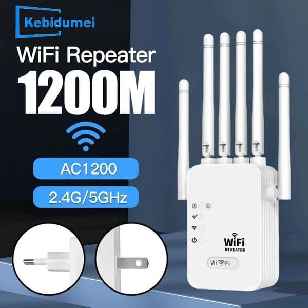 1200Mbps 2.4G/5G WiFi Dual Band Repeater Wireless Signal Range Extender WiFi Amplifier Router Long Range Signal Booster For Home 250609