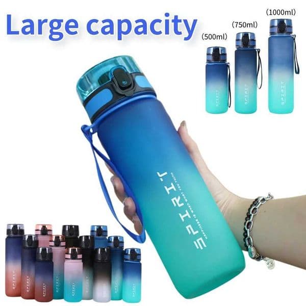 500ml/750ml/1000ml Frosted Water Bottle Leakproof Dazzling Color Water Bottle for Fitness Gym Outdoor Sports XJ250609