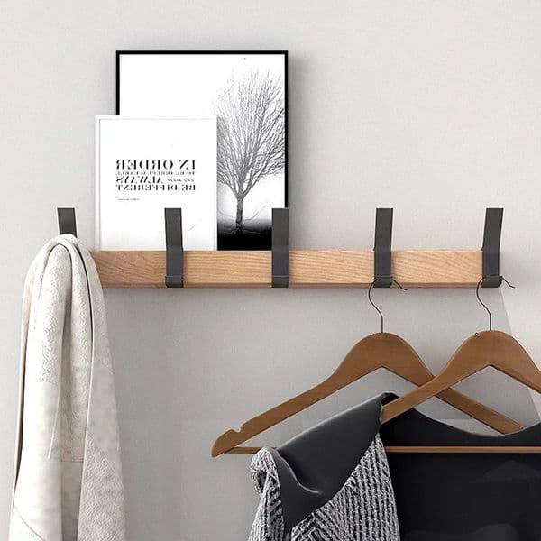 Wall Mounted Aluminum Metal Hanger Removable 5 Hooks for Towels Hats Bathrobes and Wooden Hangers Nordic Hanger 250604BJ