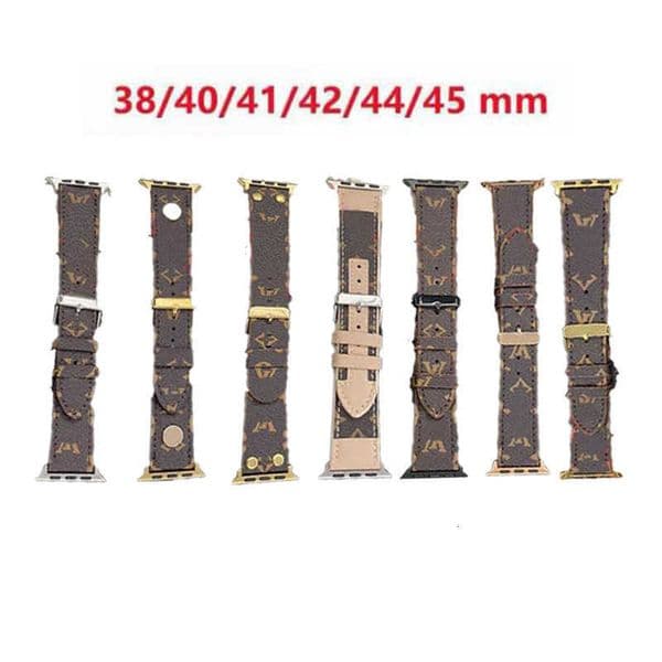 Luxury Designer Watchbands Strap For Apple Watch Band 44 42 45 38 40 41 49 mm iwatch 8 7 6 5 4 3 2 Bands Man And Woman Genuine Leather flower Letter Print 8E9T