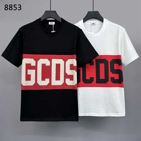 8853 Slightly Loose Fit GCDS Shirt 240g Pure Cotton Crew Neck Mens Short Top Half Sleeve T T250609