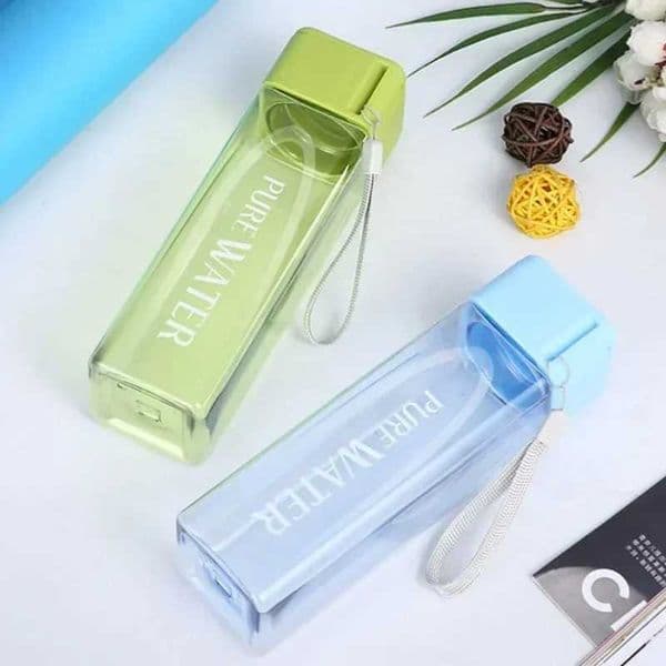 480ml Portable Square Sport Water Bottle Leak Proof Anti Drop Plastic Light Water Cup School Outdoor Travel Simple Drinking Cup XJ250609