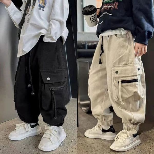 Boys Casual Cargo Pants Spring Autumn Big Kids Sport Long Pants Teenage Streetwear Baggy Trousers Children Fashion Joggers Pants 250609