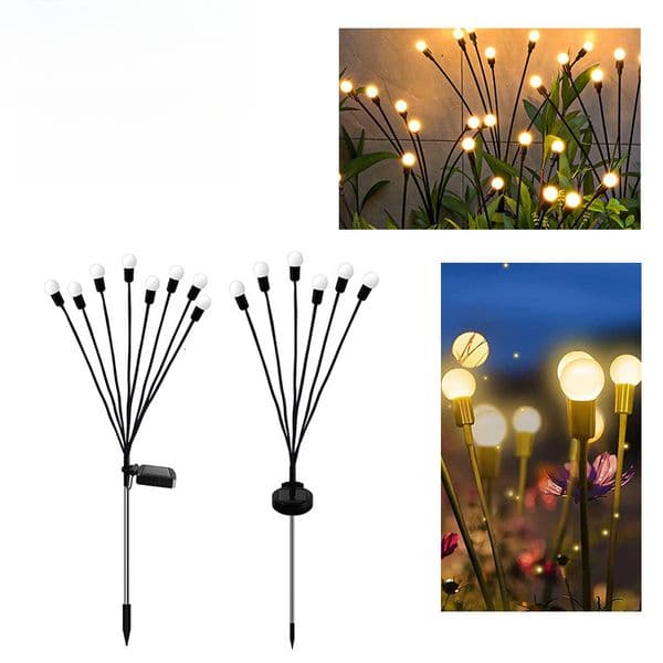 LED Solar Powered Wind-Up Firefly Stake Outdoor Waterproof Colorful Garden Decoration Lawn Light