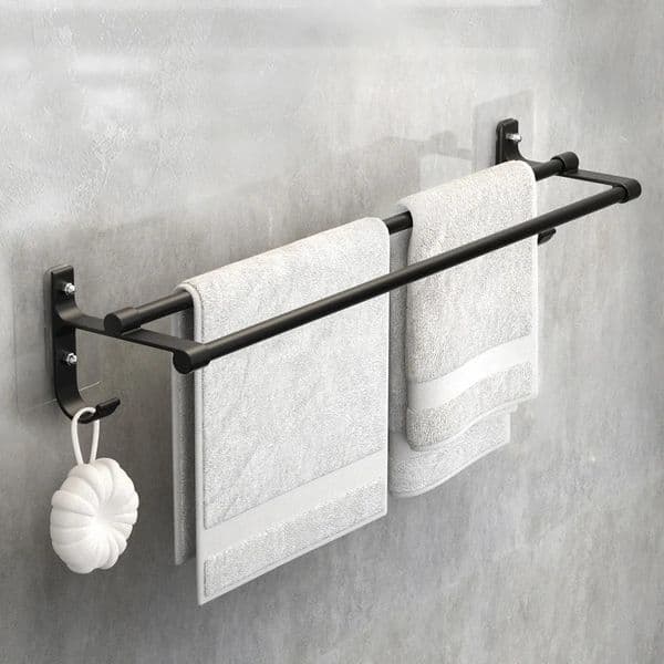 Bathroom Hand Towel Rack Towel Holder Wall Mount No Drill Mount 40/50cm Towel Bar Shelf Aluminum Double Rod 2 Tier Towel Rail 250605