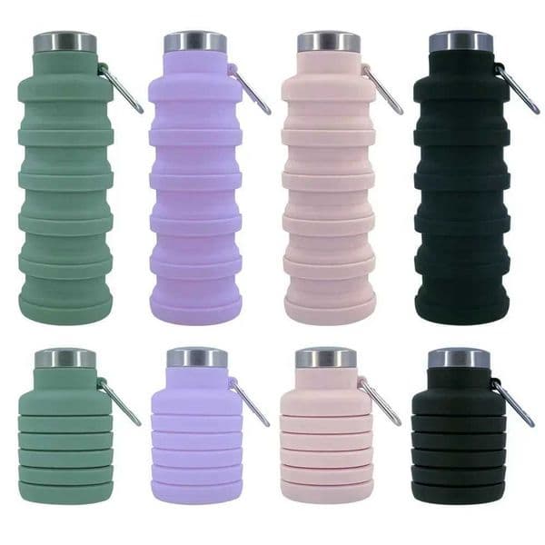 1PC 500ml Portable Silicone Water Bottle Retractable Folding Coffee Bottle Cups E Outdoor Travel Tools Collapsible Sport Bottles XJ250609