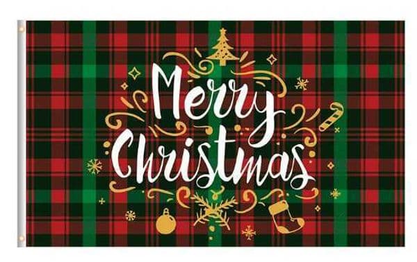 New Christmas background cloth, Christmas party decoration items, festive checkered cloth, atmosphere hanging cloth and flags Q250610
