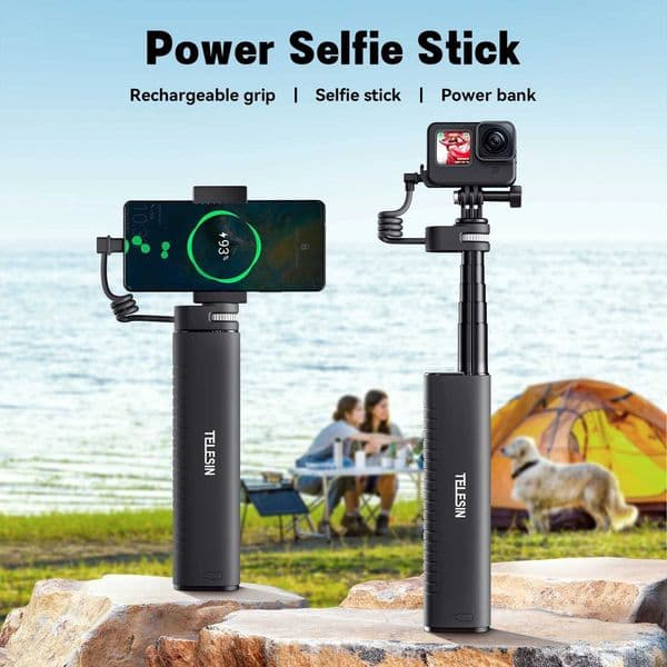 TELESIN TE-CSS-001 Selfie Stick QC/PD3.0 fast charging Power Selfie Stick 90CM Telescoping Selfie Pole with 1/4 Inch Screw M250610