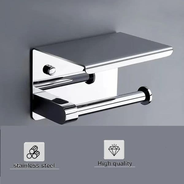Toilet Paper Holder Wall Mount Fits Mega Rolls Size Toilet Paper Holder with Shelf Premium Rustproof Stainless SteelSilver 250604