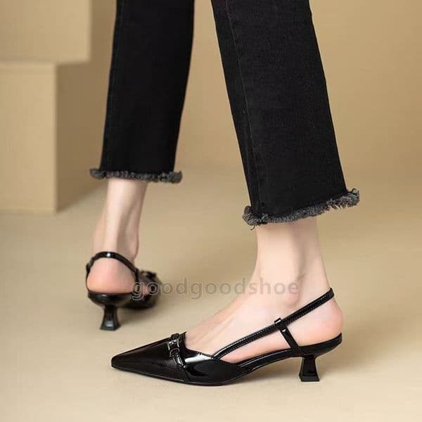 Bestseller womens dress high designer loafers ballet flats heels Patent leather slingback sandals med low heel women wedding shoes ddmytues