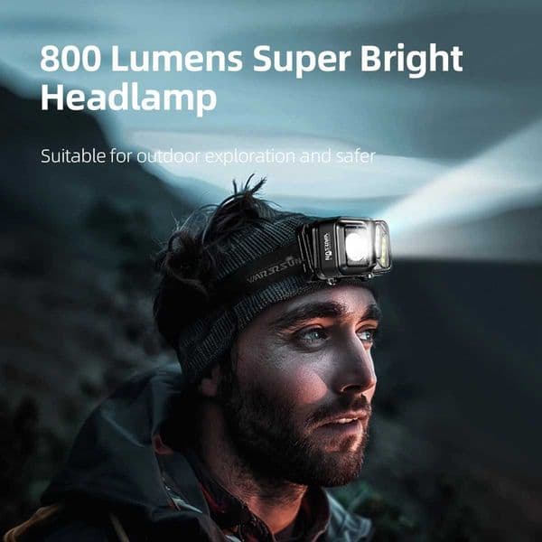 WARSUN Rechargeable Headlamp 8 Modes LED Head Lamp with Motion Sensor LED Head Light with White Red Light for Night Running Z250613