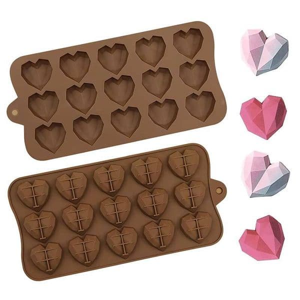 ice maker Silicone Molds 15 Cavity 3D Diamond Love Heart Chocolate Candy Mold for Making Cake Mousse Ice Cream Jelly Soap Tools