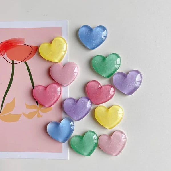 6pcs Glitter colored loving heart Fridge Magnet Po Wall message board Magnetic Bulletin board decoration stickers Home Decor 250606BJ