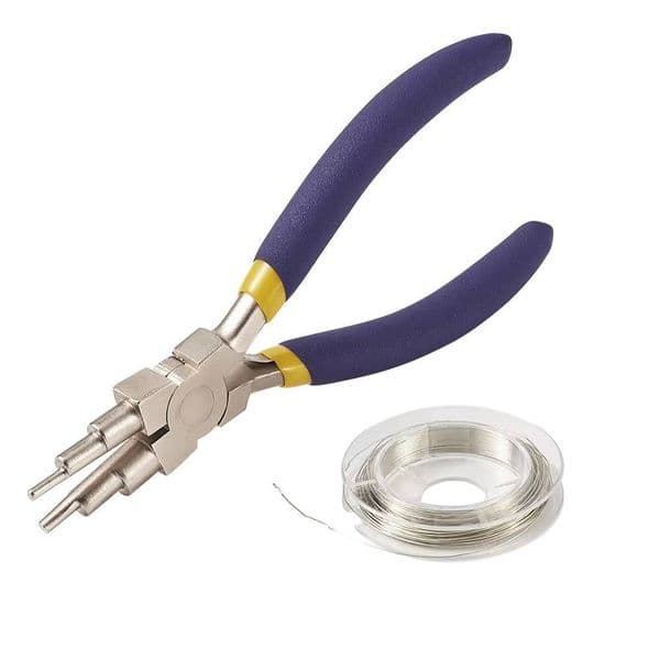 DIY Tool Sets With Carbon Steel Round Nose Pliers And Copper Jewelry Wire For Jewelry Making Tools, Mixed Color F70