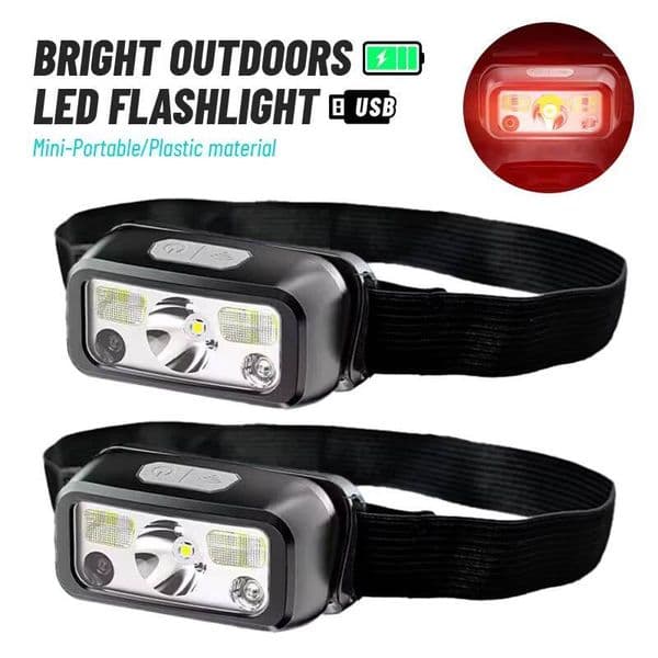 USB Rechargeable LED Headlamp-Induction Headlight with Red Light,Outdoor Waterproof Head Torch for Fishing,Camping,Night Running