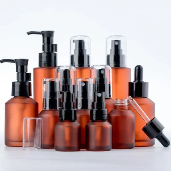 Wholesale 15ml 30ml 60ml 100ml Amber Glass Bottle Protable Lotion Spray Pump Container Empty Refillable Travel Cosmetic Cream Shampoo Bottles LL