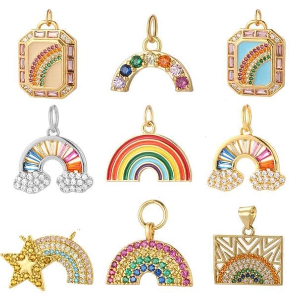Bohemian Rainbow Star 4-point Charms for Jewelry Making Dijes Diy Woman Earrings Bracelet Necklace Gold Color Pendant JewelryXJ250611