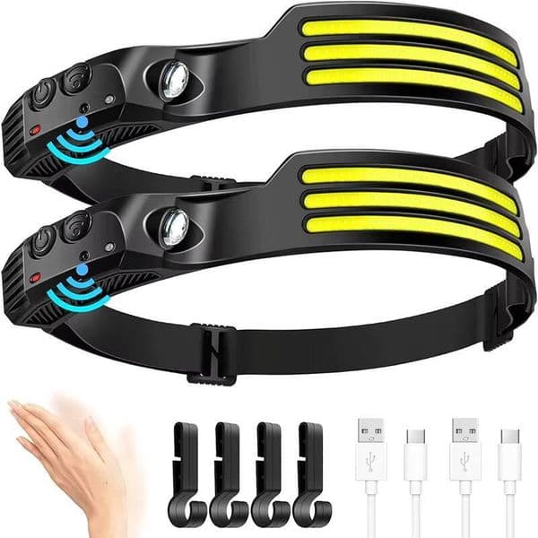 COB LED Headlamp Induction Lamp Built-in Battery USB Rechargeable Head Flashlight Outdoor Camping Fishing Sensor Headlight