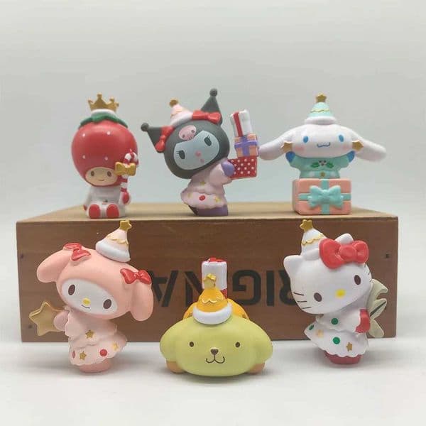 2026 New 6Pcs Figures Toys Kawaii Anime Cinnamoroll Kurumi My Melody Doll Decorative Ornament Children Christmas Gift Designer