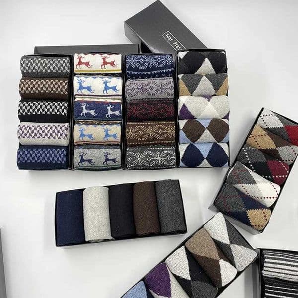 Box Gift Fashion High Quality 5 Pairs/lot Casual Cotton Male Boy Socks Business Keep Warm Mens Socks Z250610