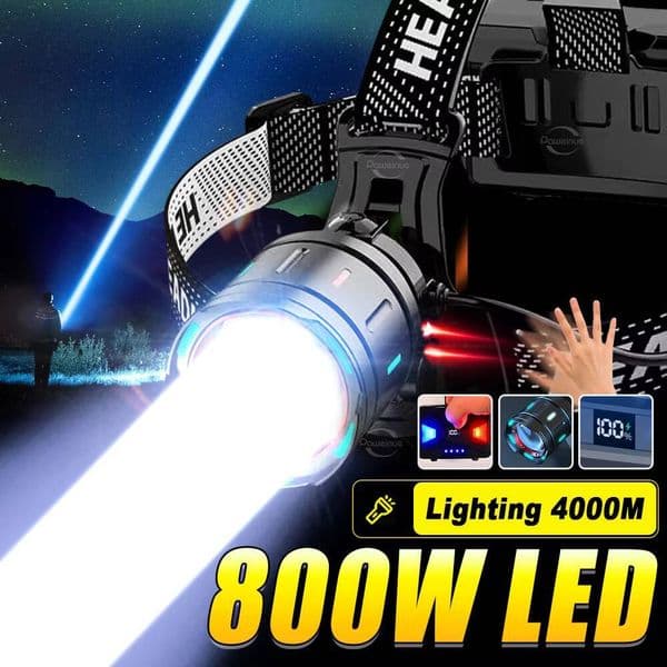 1000000LM Powerful Headlamp 800W Led Sensor Flashlight Long Range Headlight 18650 Rechargeable Head Lantern Fishing Camping tues