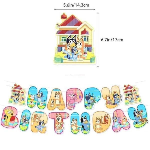 Doll Apparel The Bluey Family Blue Theme Birthday Party Decorative Supplies Holiday Hangers Flag Size Insertion Balloon Set