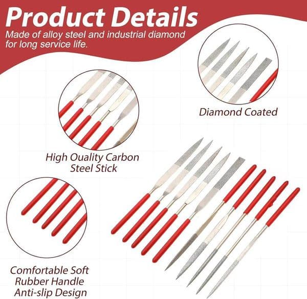 File Diamond Needle 10Pcs New Set For Jewelry Metal Wood Ceramic Glass Stone Craft Sharping Working Hand Carving Tool tues