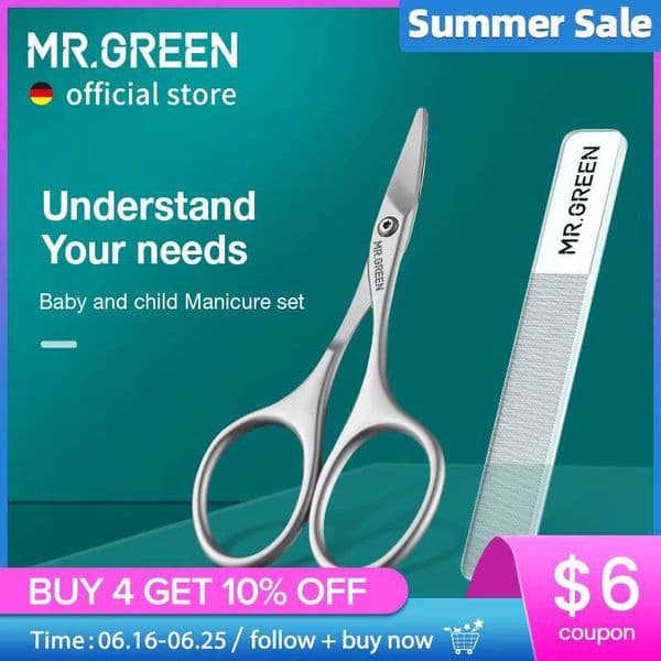 Mr.Green Safety Scissors Care Clippers Cutter Newborn Baby Convenient Daily Nail File Shell Shear Manicure Tool tues