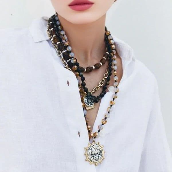 2025 ZAA Coin Necklaces Vintage Gold-plate Coin Pendant Necklaces For Women Female Multilevel Chain Collar Jewelry Gift 250604