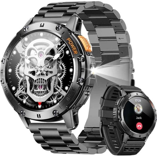 Watch Answer 3 Men Make Calls Red Smartwatch with Flashlight Days Battery Heart Rate SpO Sleep Monitor Sport Modes IP Waterproof Fiess