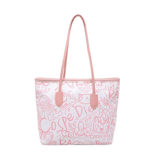 C46 Stylish Female Casual Backpack: Durable Graffiti Design Tote Ideal for College Students