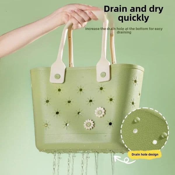 beach bagWaterproof Rubber Beach Tote Bag Floral Print Durable Travel Organizer with Soft Handles Camping Gym Toiletries 250611
