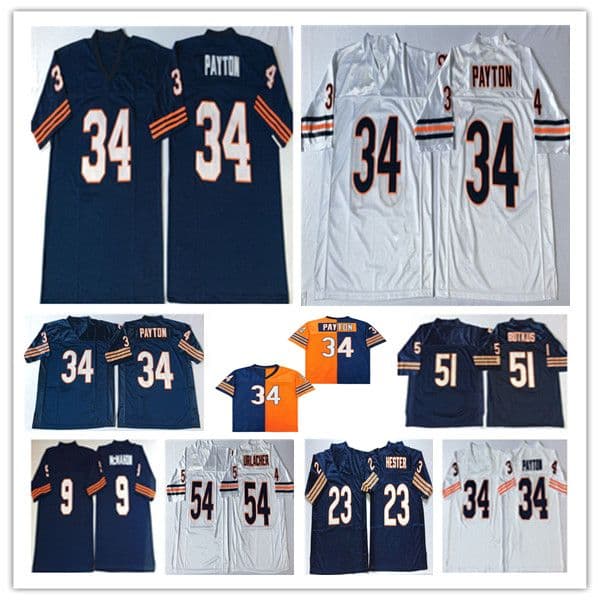 American Throwback Football Jersey Devin Hester Walter Payton Gale Sayers Mike Singletary Jim McMahon Butkus Mike Ditka Brian Urlacher Dent Richard Dent Vintage
