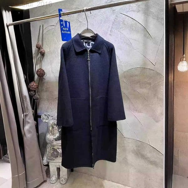 Women's Wool & Blends designer H Brand 2025 Autumn Winter New Double-Sided Hand-Sewn Cashmere Zipper Elegant Simple and Stylish Coat Jacket ZZ3I