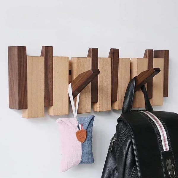 xyloid Coat Racks Wall Hanging Wall Entry Door Porch Hanging Coat Rack Perforated Solid Wood Creative Piano Keys Clothes Hook 250604BJ
