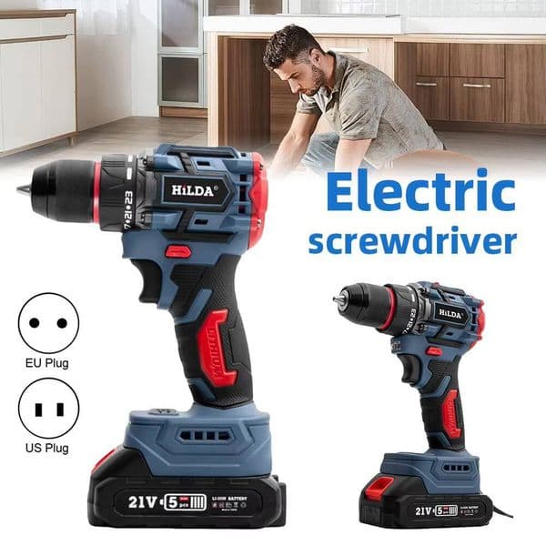 21V Cordless Drill 40N.M Torque Practical Screw Driver Brushless Motor Rechargeable 2-Speeds Electric Tool