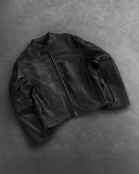 Y2k Vintage Reaven Anthem Leather Jacket Black Loose Geometry Pattern Embroidery Bomber Zip Up Jackets Coat Punk Men Clothing 250611