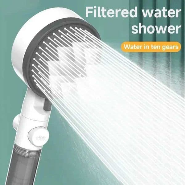 High Quality 10 Mode Shower Head Water Filter Adjustable High Pressure Shower Portable One-Key Stop Shower Bathroom Accessories X250612