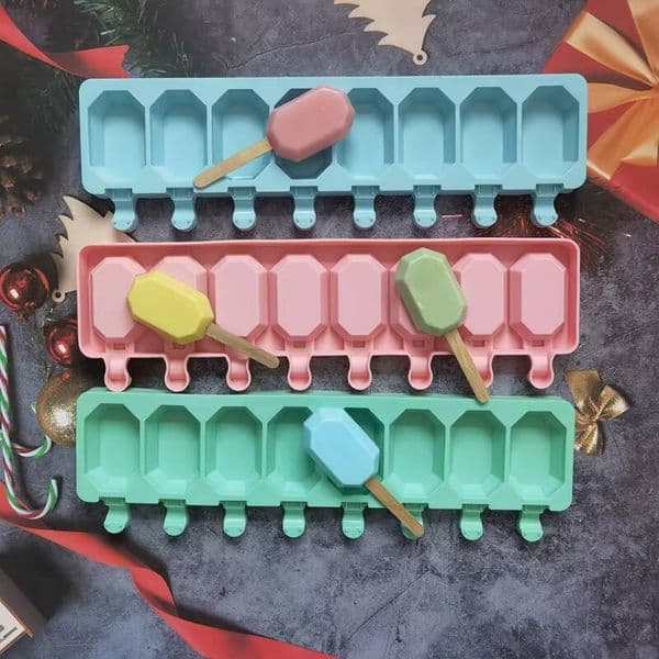ice maker 8 Cavities Hexagon Silicone Cream Mold DIY Gem Shape Chocolate Cake Candy Jelly Ice Baking Mould Soap Candle Making Set Gift