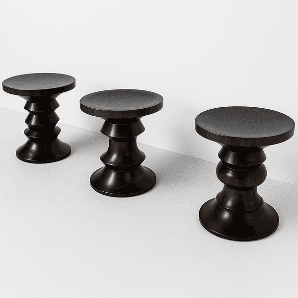 Modern Design Home Furniture Three Shape Soild Wood Walnut Stool