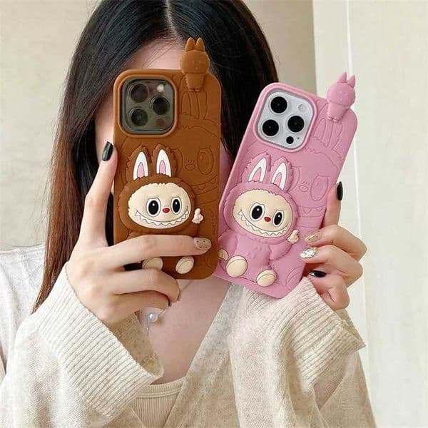 2 Styles Labubu Mobile Phone Shell 3D Cartoon Suitable for IPhone 13 14 15 16 Pro Max Phone Case Girls Birthday Gift X250612