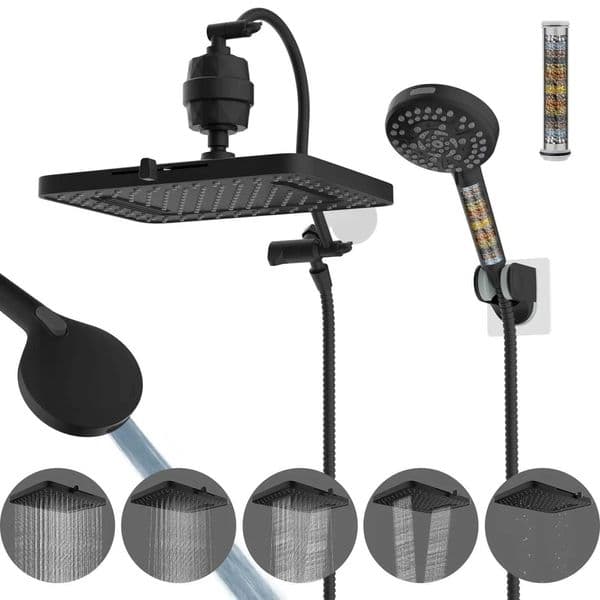 Upgraded 5-spray 13 Dual Filtered Rainfall Shower Head Combo High Pressure Handheld Shower Head 20 Stage Shower Filter X250612