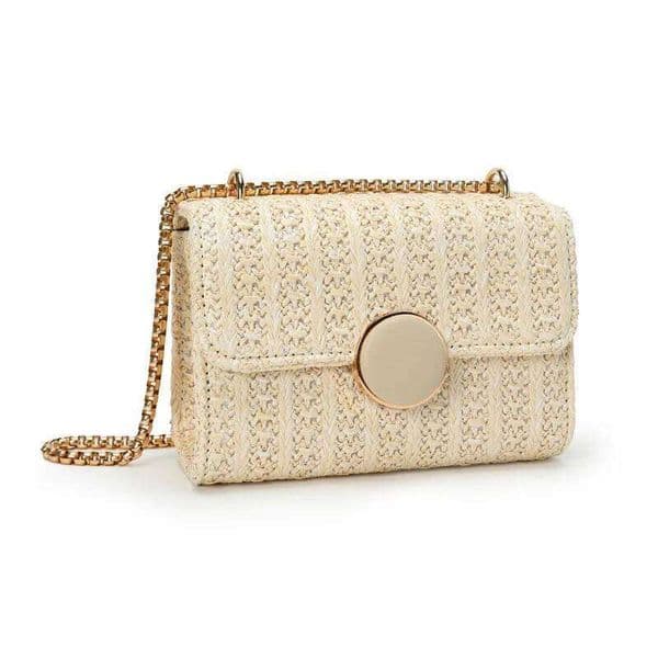 New Women's Messenger Summer Straw Woven Beach Bag For Ladies Chain Small Shoulder Bags Bolsa Feminina Beige Handbag
