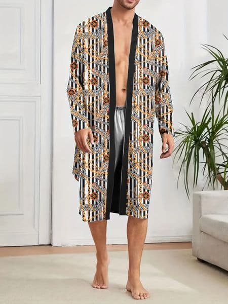 Mens Fresh Spring and Autumn Thin Style Quick Drying Long Sleeve Mid to Summer AirConditioned Room Ice Silk Pajama 250609