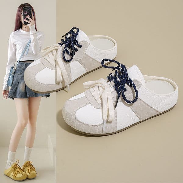 Ddmysports Agan Training Shoes For Women Spring New Korean Version Ins Style Female Students Casual Sports Versatile Half Slippers LDS Outdoor Shoes