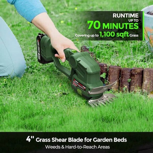 Cordless With - Hedge Battery 2-In-1 21V Grass Shears Handheld, Electric Shrub Trimmer Kit For Garden, Yard And Lawn - 2In1 Handheld, Garden,