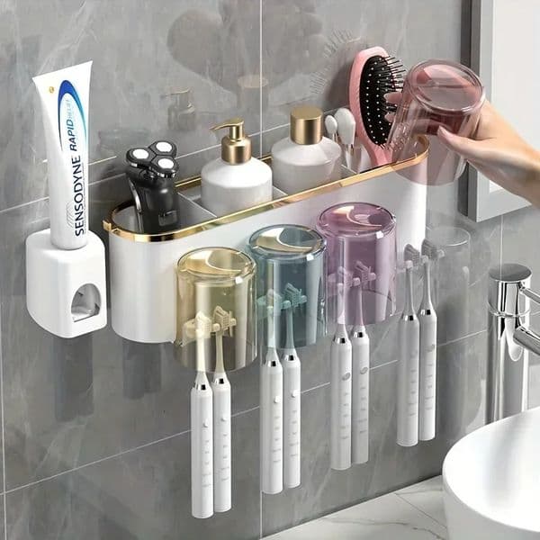 Toothbrush Holder With Squeezer Perforation-free Bathroom Cup Toothbrush Holder 250611