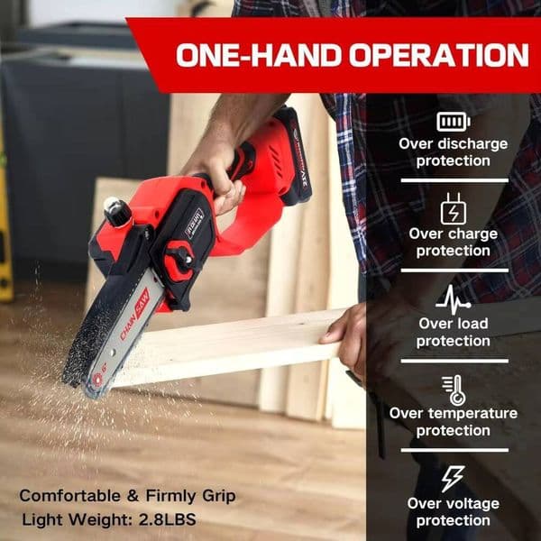 Cordless Inch 6 Mini Electric Chainsaw Battery Powered, Handheld Chain Saw For Wood/Trees Cutting, Sawzall Forhousehold Powered, Cutting,