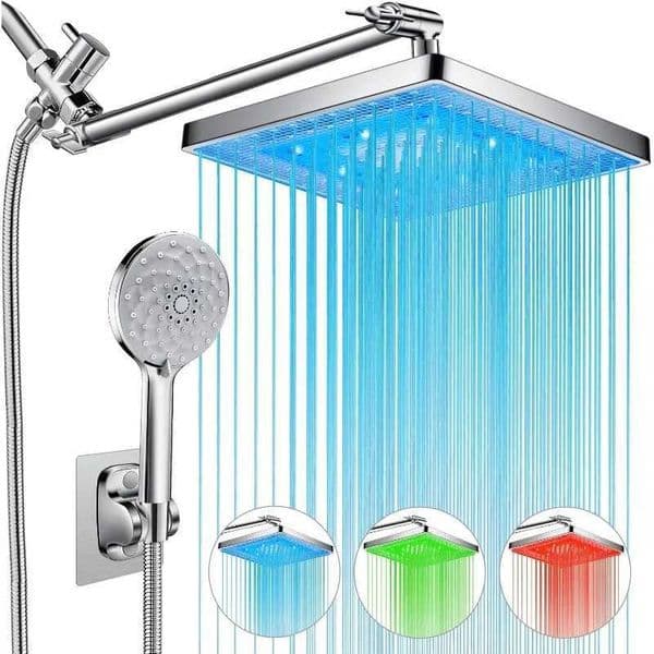 Shower Head 8 Dual Rain Shower Head with 11 Adjustable Extension Arm 7-Setting High-Pressure Handheld Combo X250612