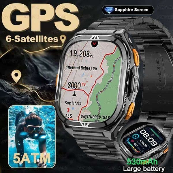 2025 new outdoor sports smartwatch with built-in GPS dual band satellite positioning 5ATM waterproof Bluetooth call smartwatches